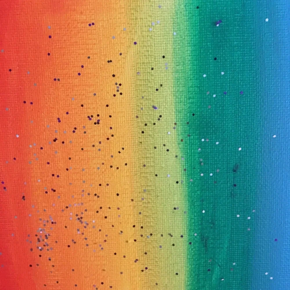 Rainbow 🌈 with glitter original acrylic art on canvas - 8x10